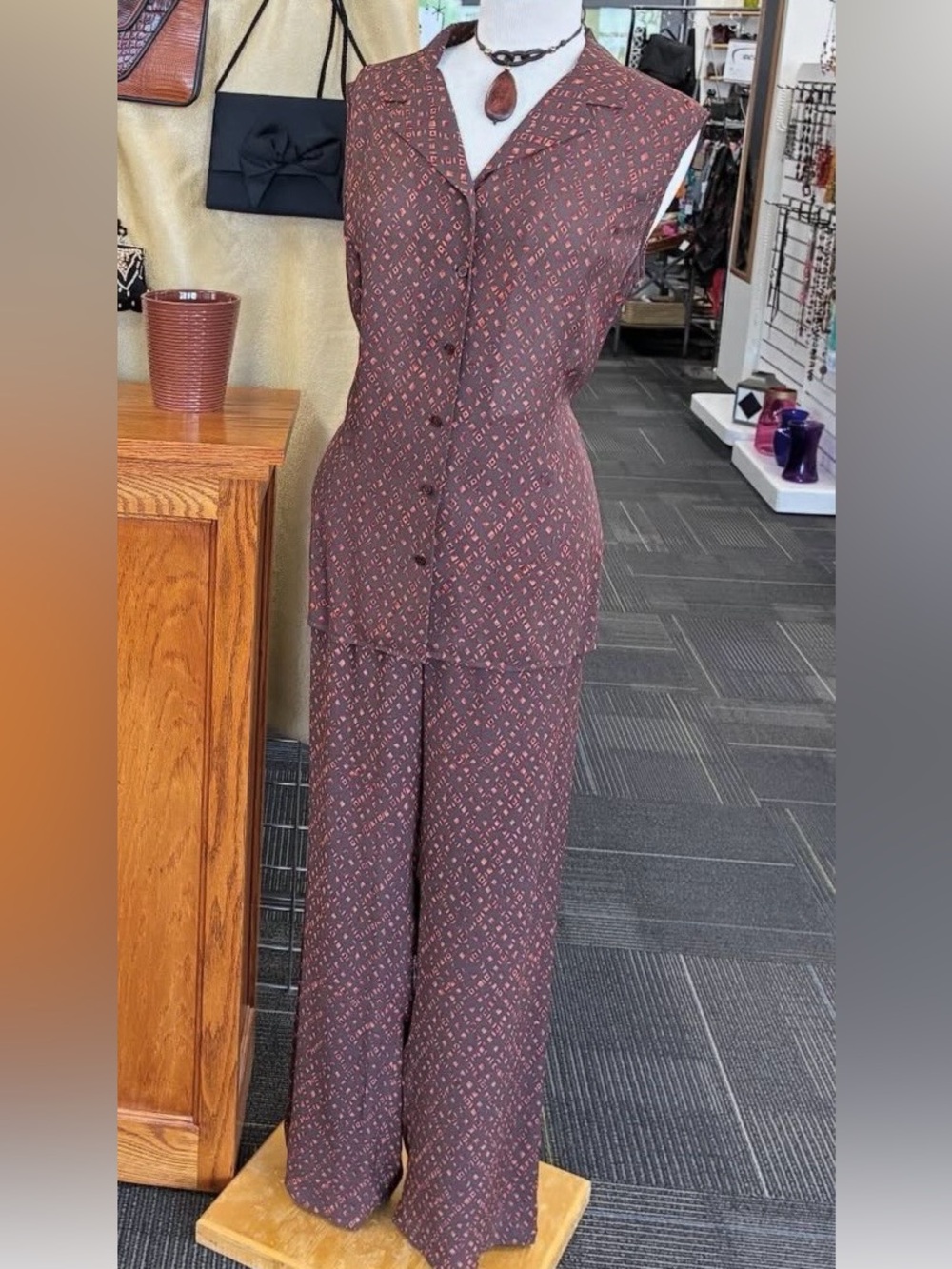 Vintage Dué per Dué 100% Silk Two-Piece Set